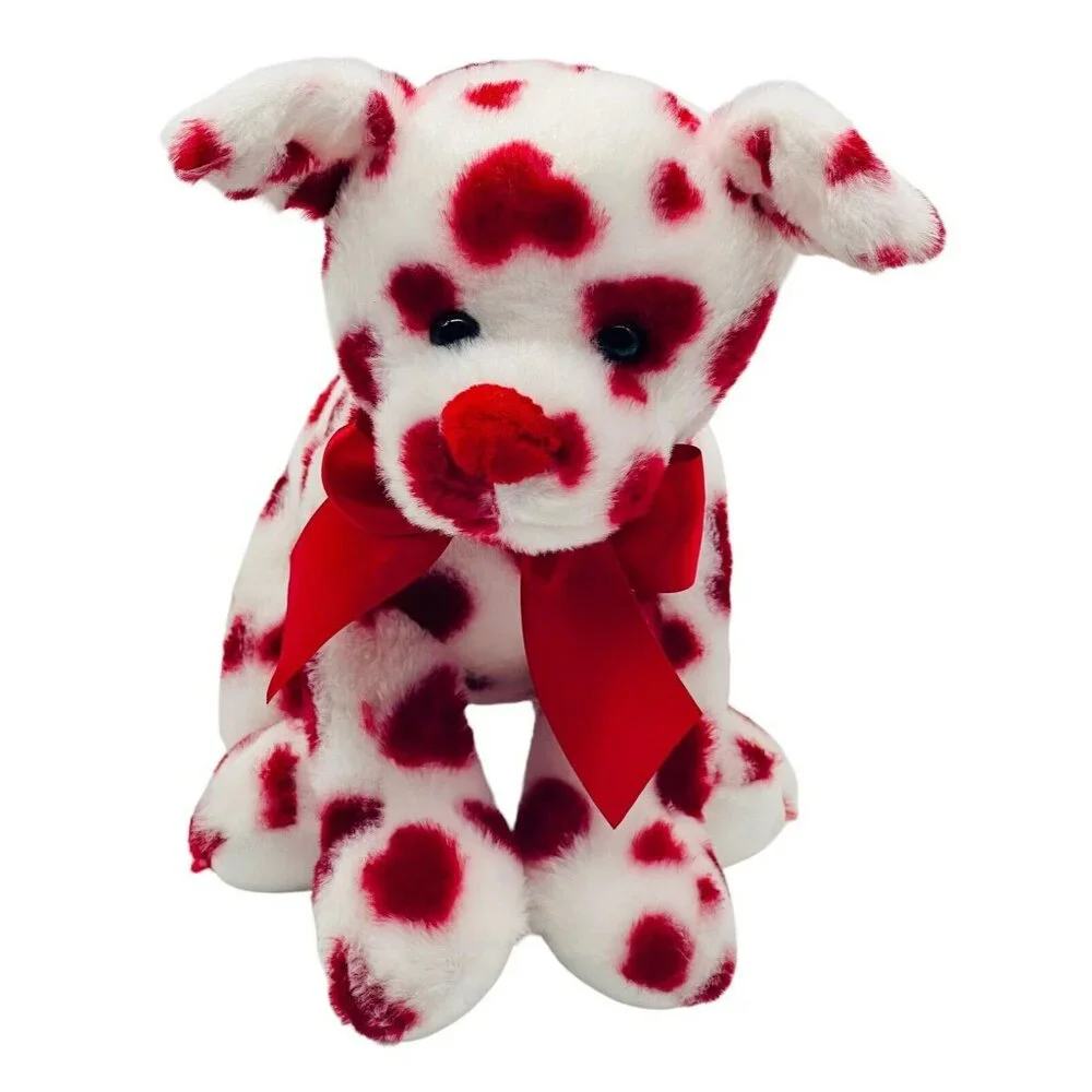 Bearington Romantic Rover Plush Puppy Dog Red Hearts Valentine 12 inch